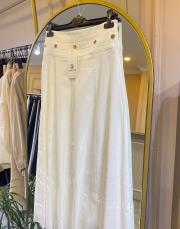 ceremony belden çıt çıt detaylı denim etek ekru