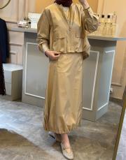 ghisa bomber ceketli etekli takım camel 5