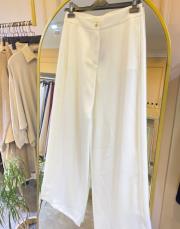sentez loir yan parçalı pantolon ekru