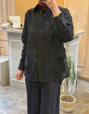 ghisa file tasarım nakış büyük çiçek işlemeli takım siyah 3