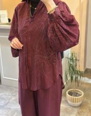 ghisa gömleği çiçek işlemeli takım mürdüm 3