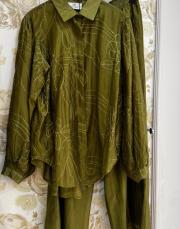 ghisa gömleği çiçek işlemeli takım yeşil 5