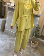 ghisa tuniği düğme detaylı liosel takım sarı 3