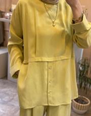ghisa tuniği düğme detaylı liosel takım sarı 4