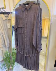 ceremony önden düğmeli iki kat cepli pantolonlu cupra takım kahve