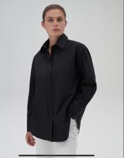 oversize koton gömlek siyah 5
