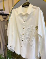 ceremony önden çıt çıtlı file baskı detaylı neptün gömlek ekru