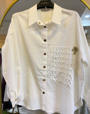 ceremony önden çıt çıtlı file baskı detaylı neptün gömlek ekru 2