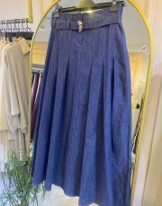 ceremony önden fermuar ve pile detaylı denim etek orijinal