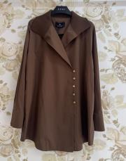 ghisa yakası triko detaylı önden düğmeli ceket kahve