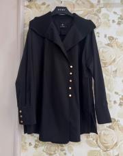 ghisa yakası triko detaylı önden düğmeli ceket siyah