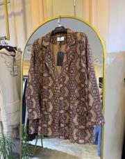 ghisa dantel işlemeli blazer ceket kahve