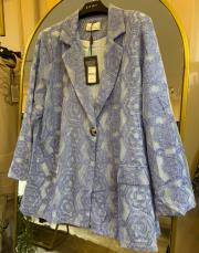 ghisa dantel işlemeli blazer ceket mavi