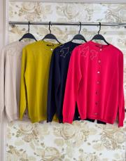 ghisa sırtı ve omuzu kuş işlemeli hırka kırmızı