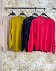 ghisa sırtı ve omuzu kuş işlemeli hırka lacivert