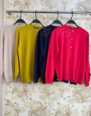 ghisa sırtı ve omuzu kuş işlemeli hırka taş