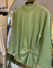 ghisa yandan broşlu triko bluz yeşil