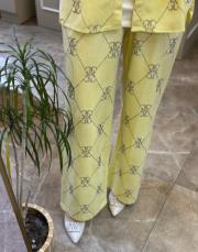 ghisa tensel kot parlak boncuk işlemeli takım sarı 5