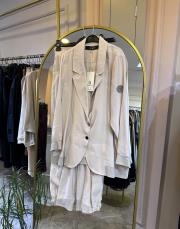 ceremony kolu arma detaylı ceketli modal takım vizon