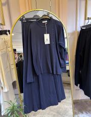 ceremony tuniği boncuk işlemeli kloş etekli takım lacivert