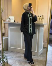 ghisa şeritli takım siyah