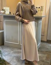 ghisa merserize mix saten tasarım tunik kahve 6