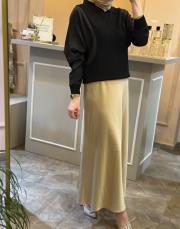 ghisa merserize mix saten tasarım tunik siyah