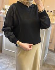 ghisa merserize mix saten tasarım tunik siyah 2