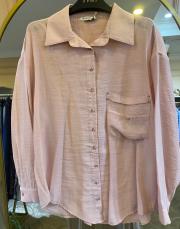 ceremony cebi işleme detaylı önden tahta düğmeli gömlek pembe