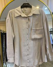 ceremony cebi işleme detaylı önden tahta düğmeli gömlek taş