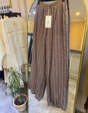ceremony beli lastikli bol paça pantolon kahve