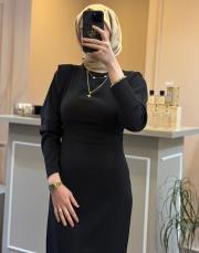 ghisa omuz detaylı tasarım elbise siyah 7