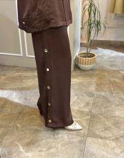 ceremony yanları komple çıt çıtlı safir pantolon kahve 2