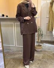 ceremony yanları komple çıt çıtlı safir pantolon kahve 3