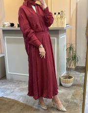 ghisa %100 keten etekli takım bordo 2