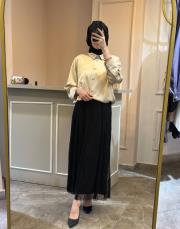 sentez dantelli etek siyah